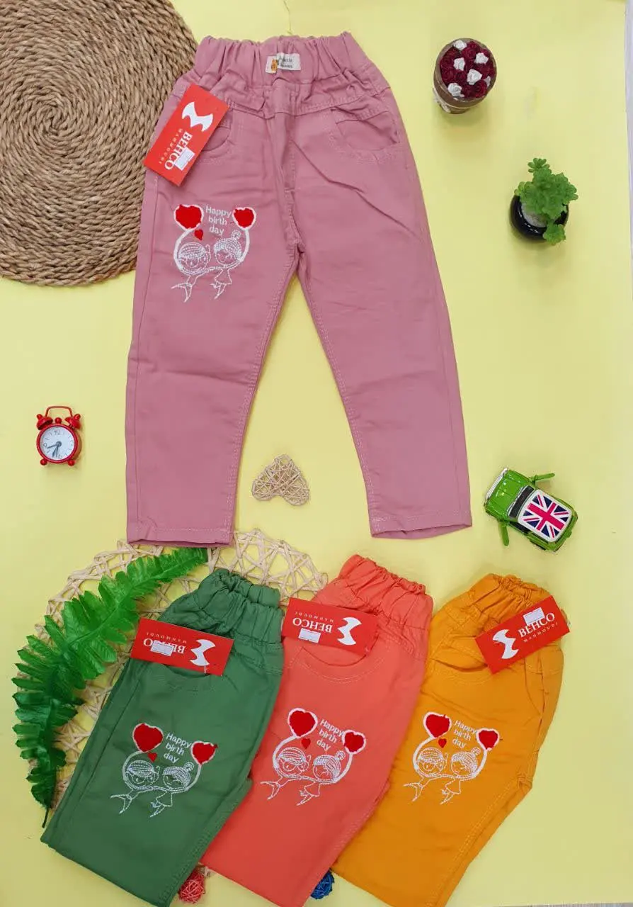 👖شلوار لی گلدوزی دو دختر 
