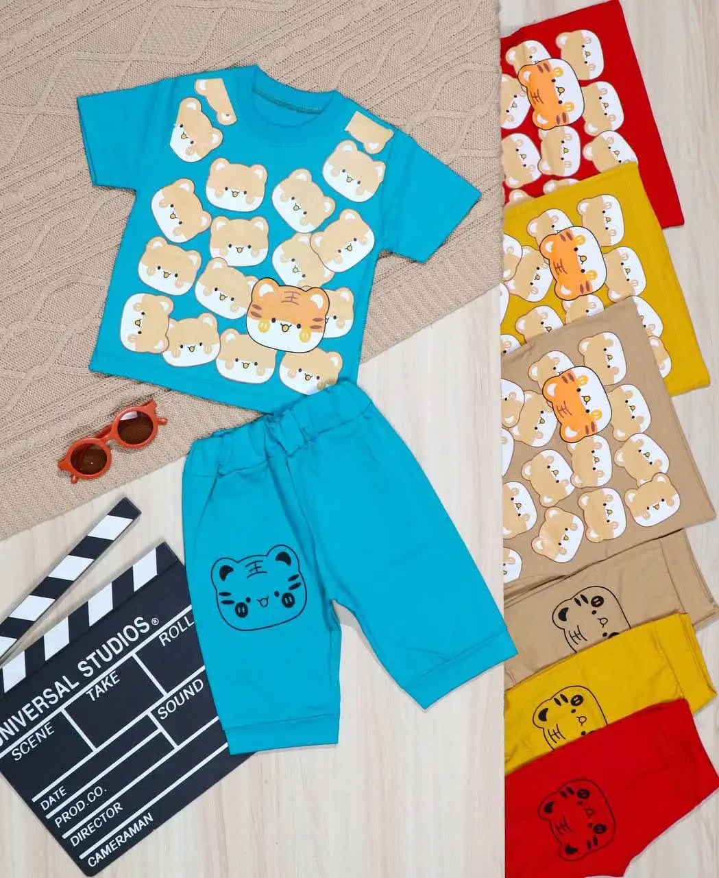 👫تیشرت و شلوارک تمام چاپ بچه ببر👫
