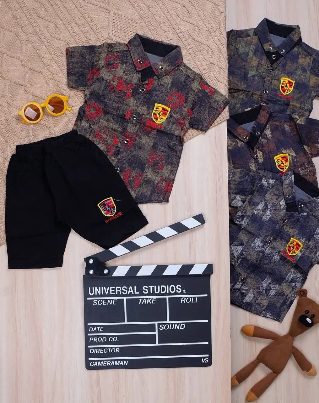 👫پیراهن و شلوارک تنسل ابروباد گلدوزی پورشه👫
