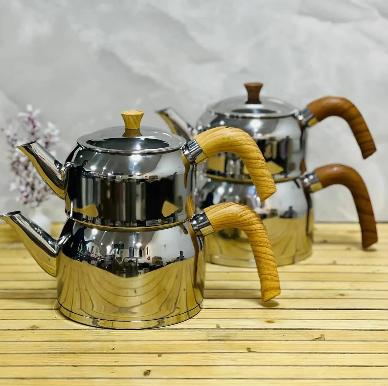 🔺کتری قوری ۱۰۸۵ دسته چوبی