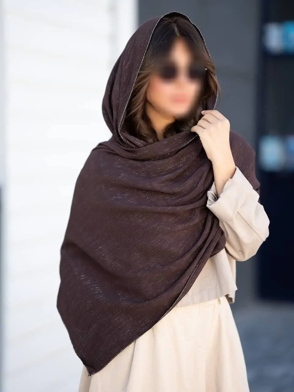 ✅ شال نخی پاییزی پلیسه ریز