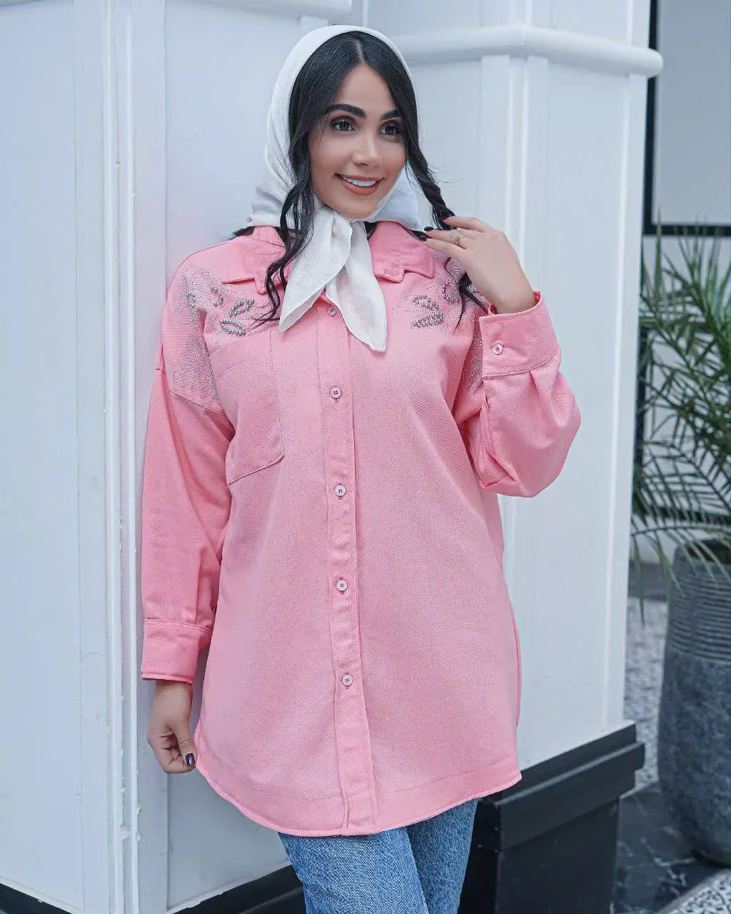 نام: مانتو کتان مروارید دوزی
