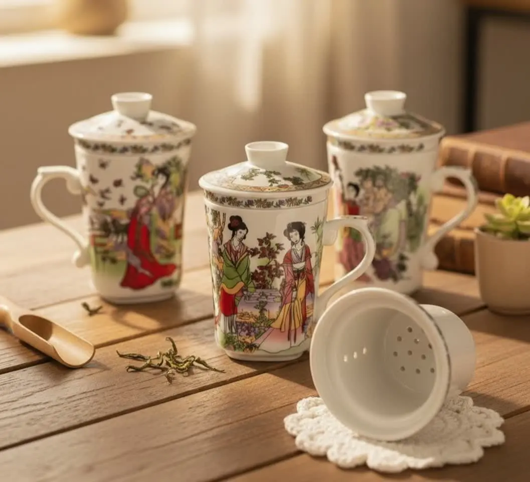 ✅ لیوان دمنوش چینی طرح دار