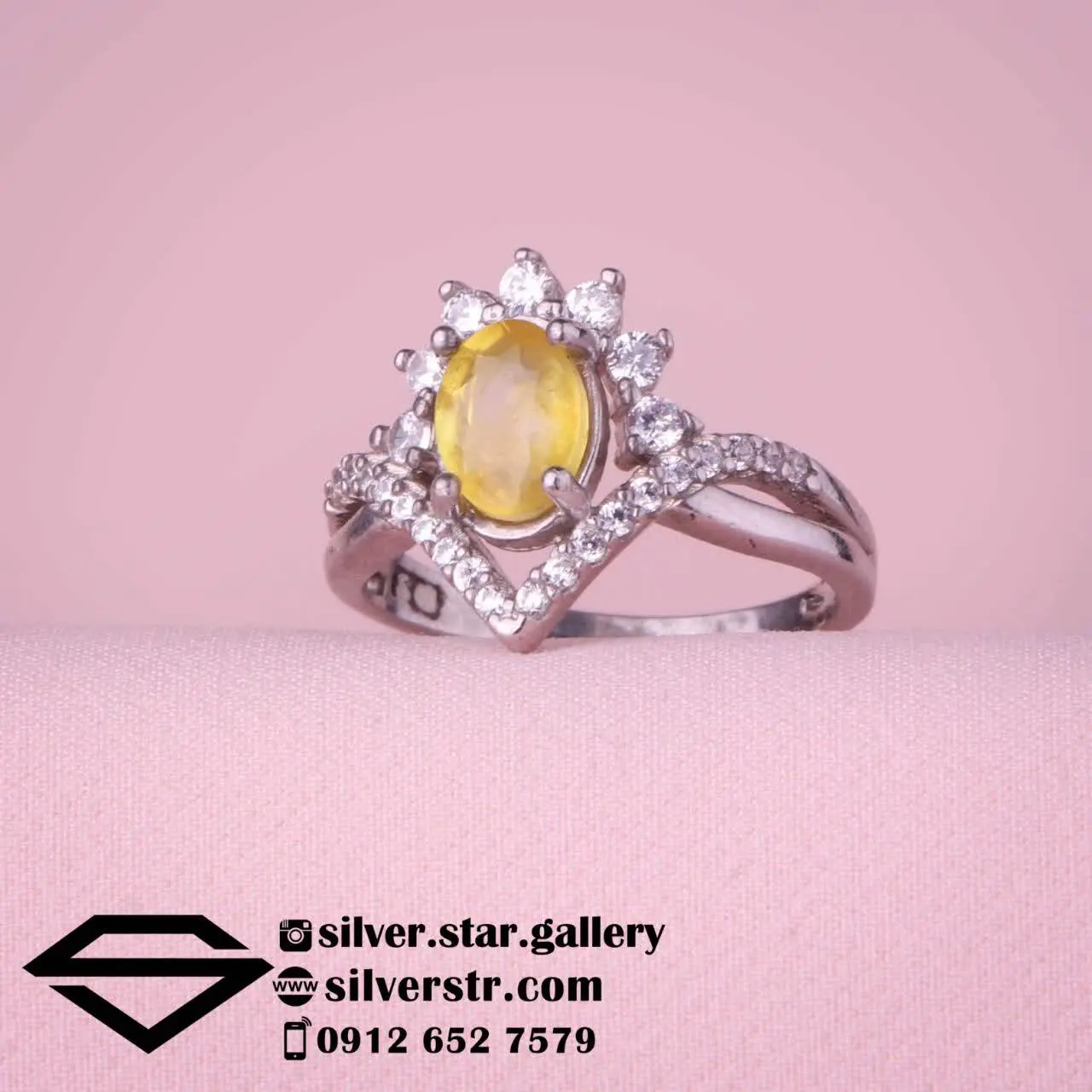 💛 انگشتر زنانه یاقوت زرد اص...