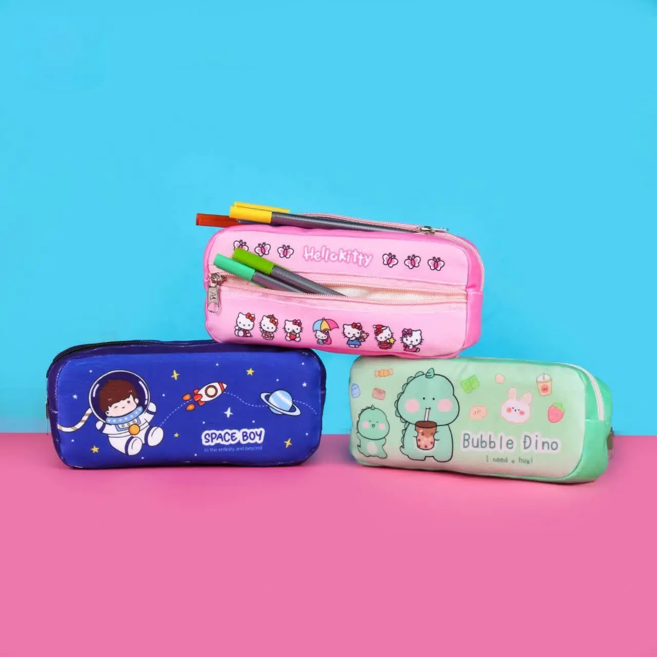 جا مدادی پارچه‌ای مخمل دو زیپ
