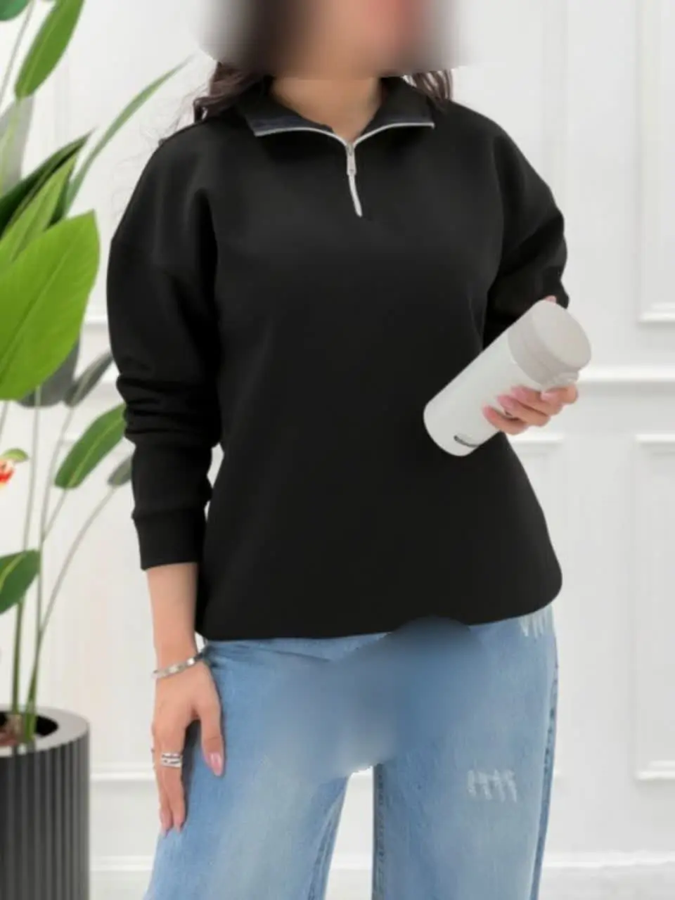 دورس یقه دار نیم زیپ