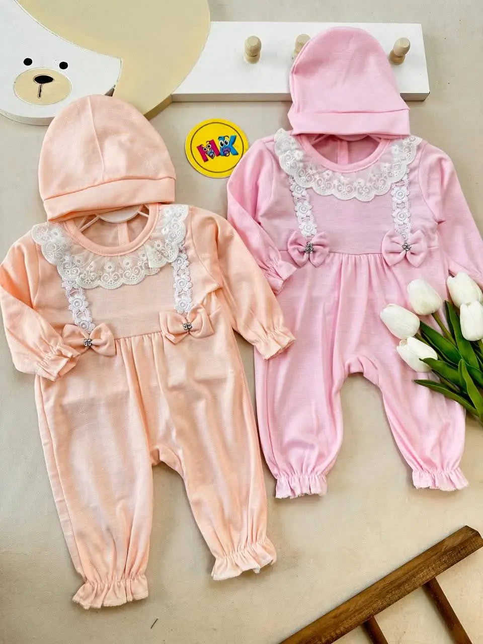 سرهمی یقه گیپور دو پاپیون نوزادی و کودک کد ۱۱۲۰۲۴ 
