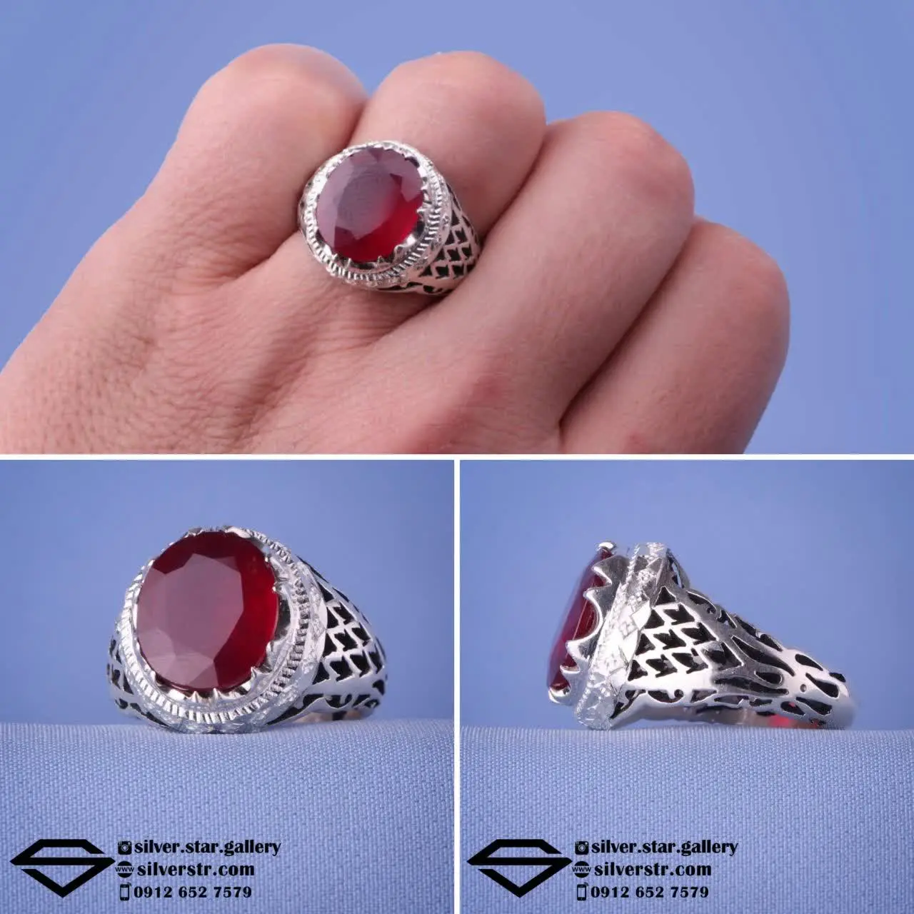 🔺️ انگشتر مردانه یاقوت سرخ...