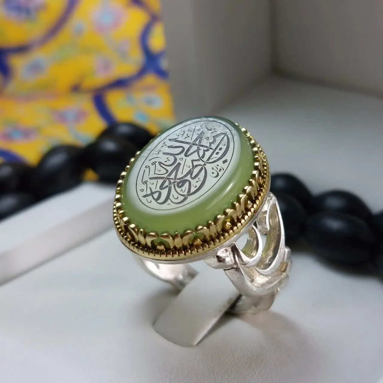 ✅انگشتر #مردانه عقیق #سبز_کاهویی💚

