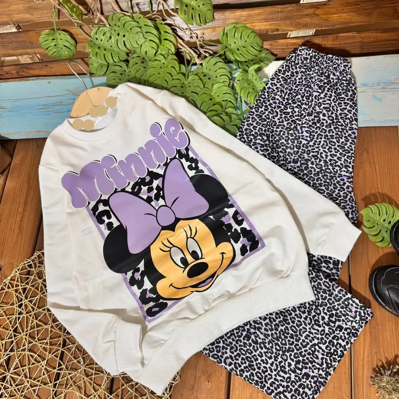 💞 ست کراپ شلوار میکی پلنگی دخترانه 💞
