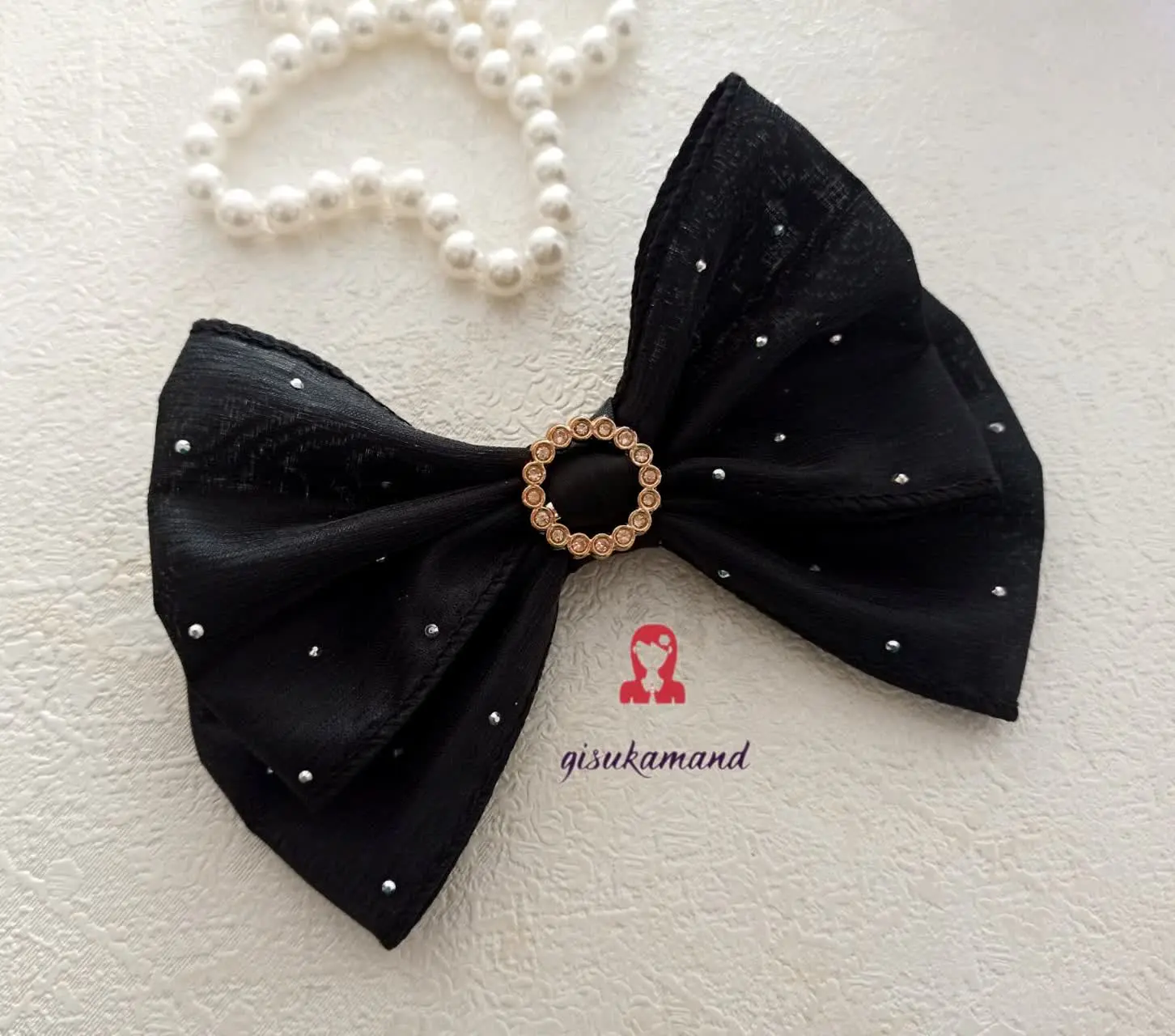 گلسر پاپیون دوبل نگین کوب با خرجکار حلقه نگینی
