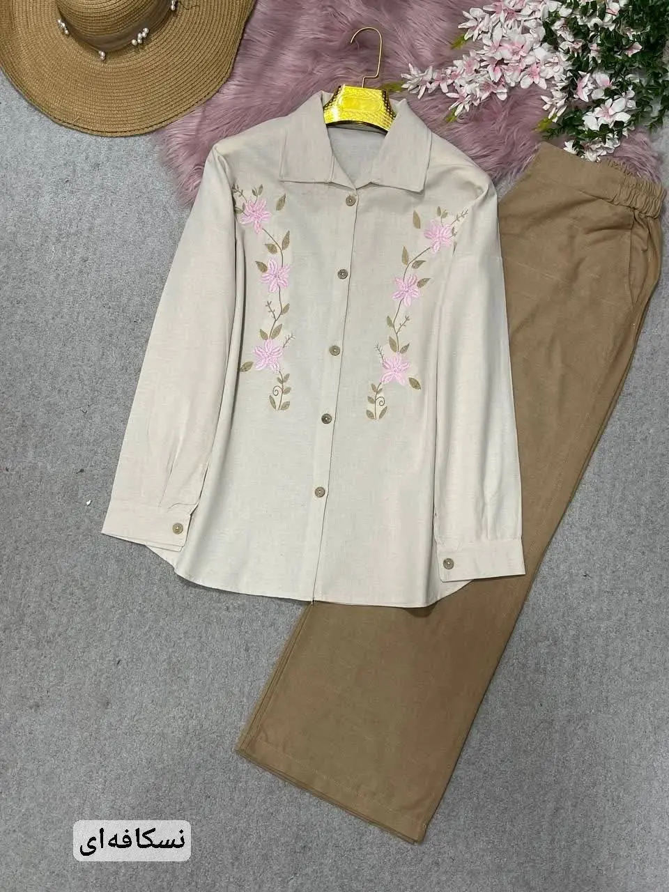 🛍نام: ست شومیزشلوار گلدوزی🍃
