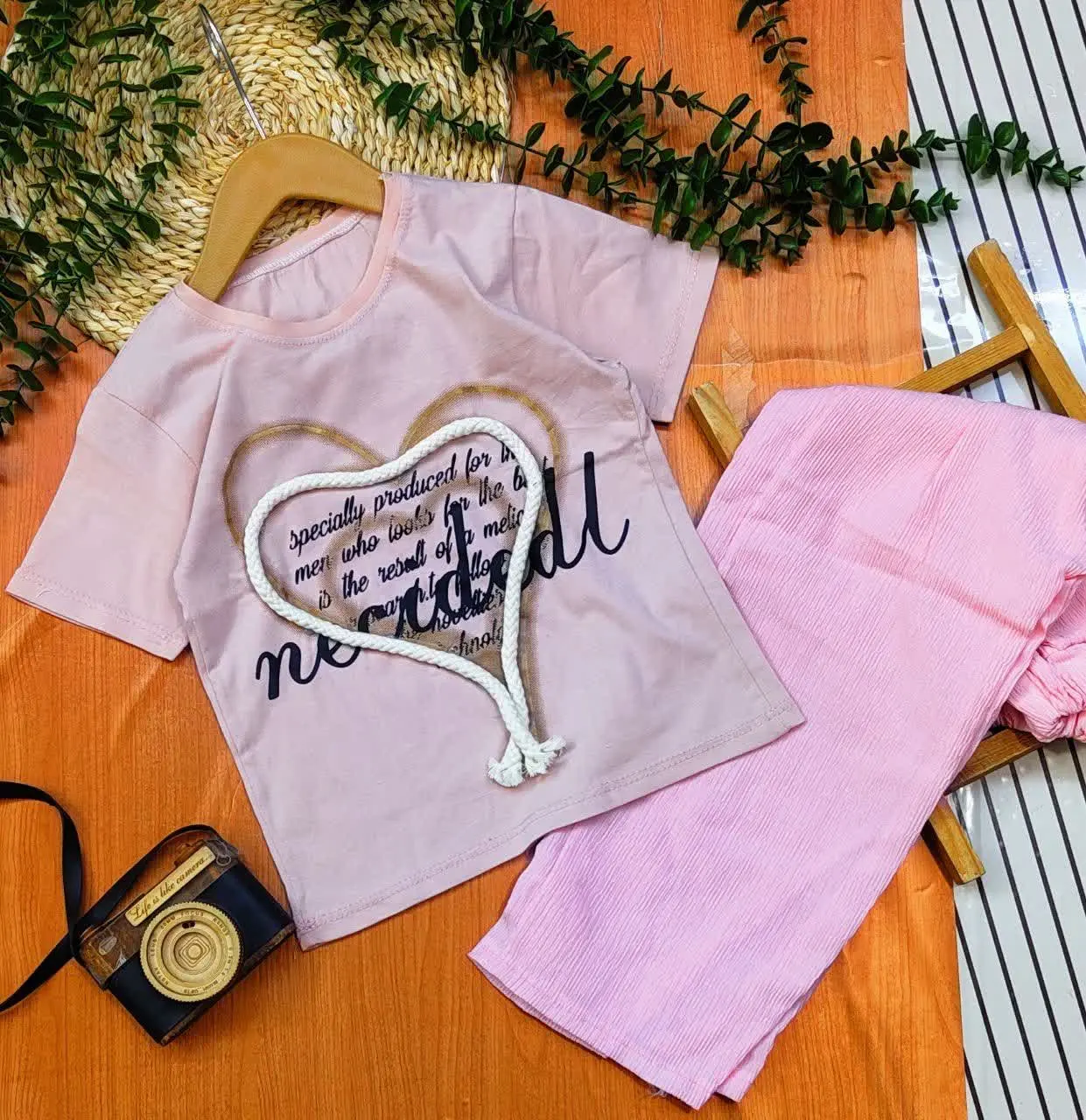 ❤️ تیشرت و شلوار دور بافت قلب۵ ❤️
