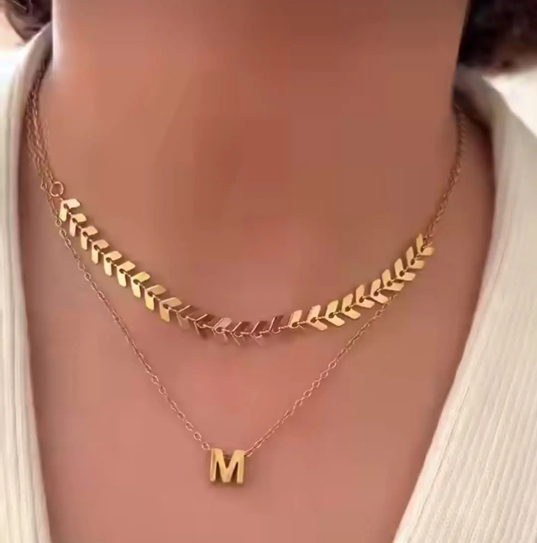 💍گردنبند دو ردیفه ی گندمی و...