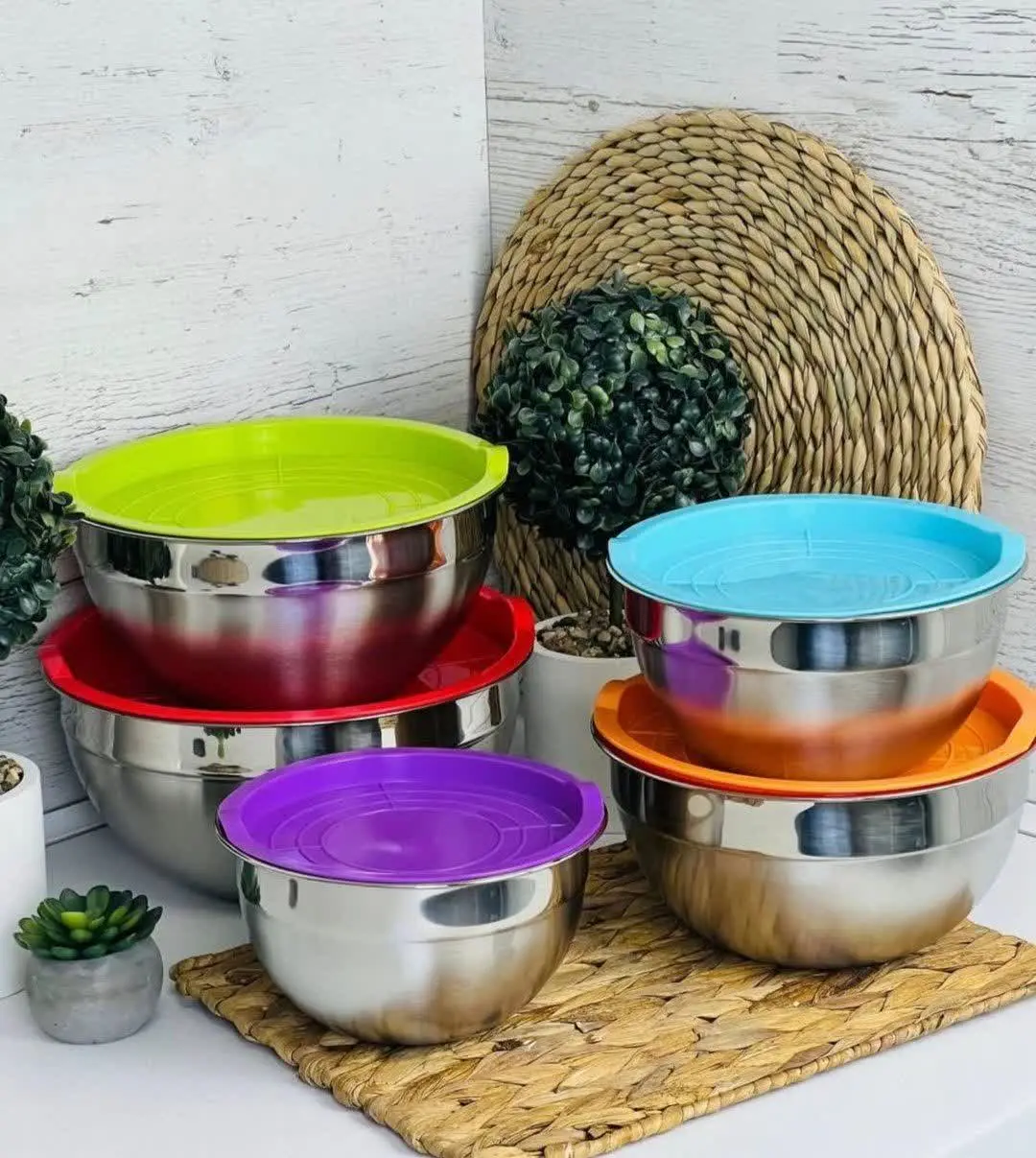 #سرویس لگن ۵پارچه استیل درب رنگی Unique 🍓
