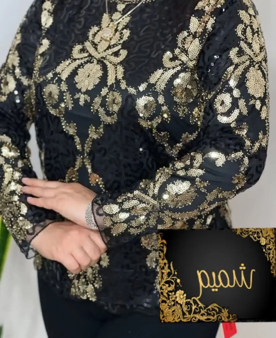 شومیز پولک کاری شده طلایی 
