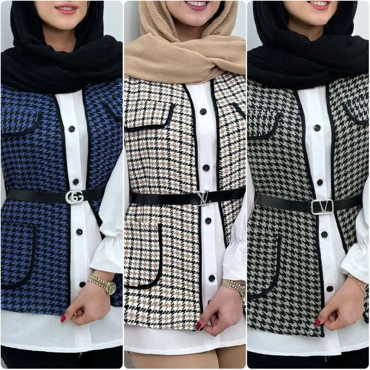 ❤️نام: ست سه تیکه شومیز وست و کمربند
