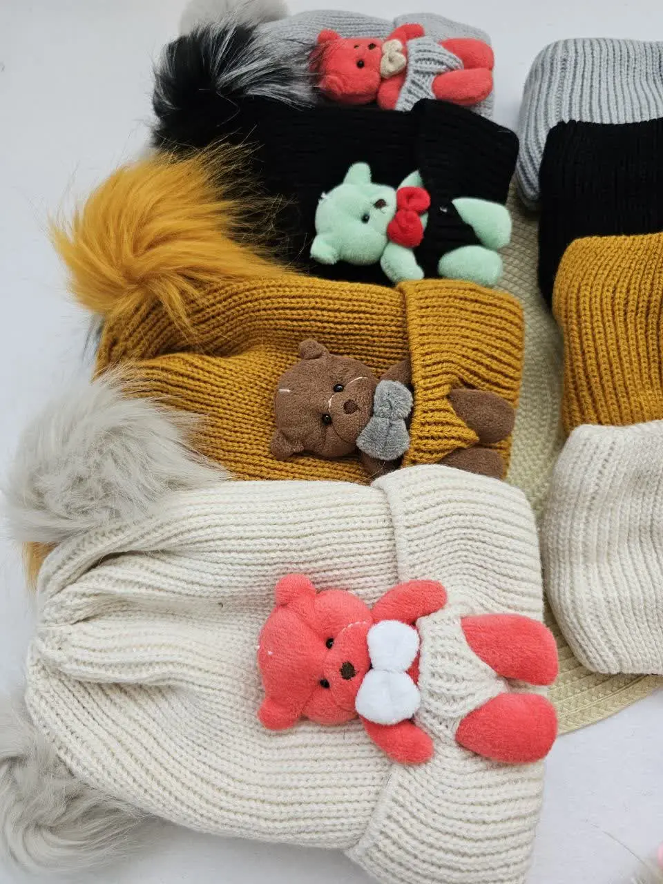 کلاه و شالگردن دخترانه خرس
