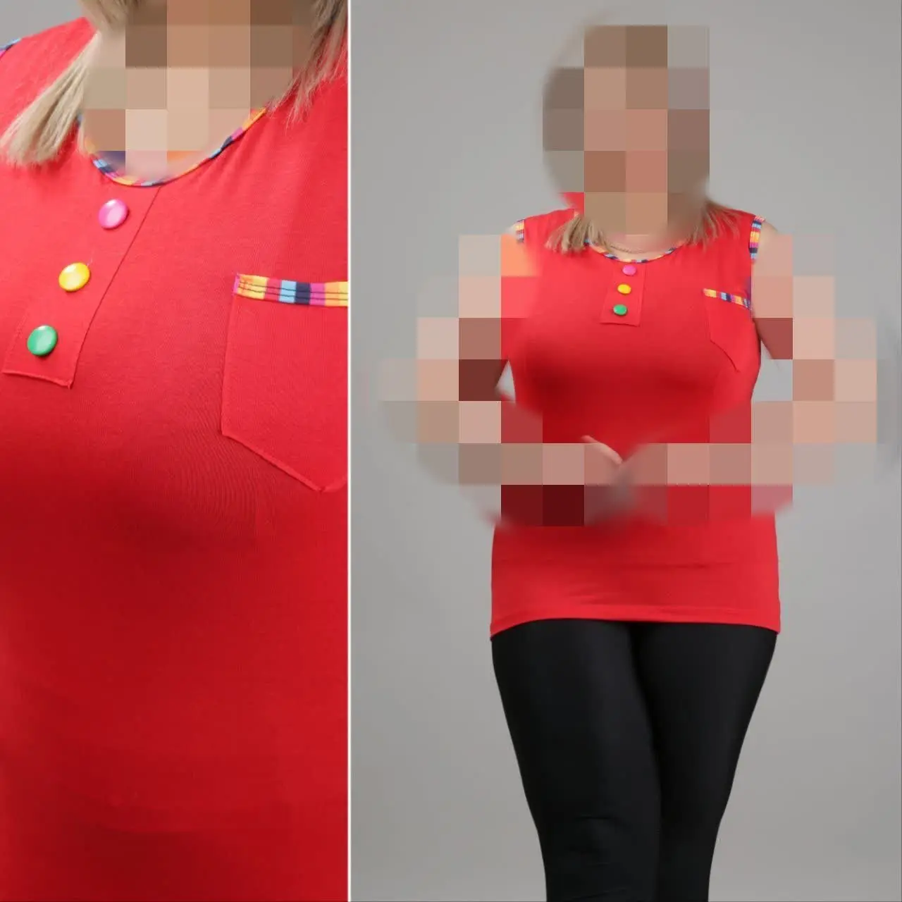 تاپ حلقه‌ای یقه جیب دار
