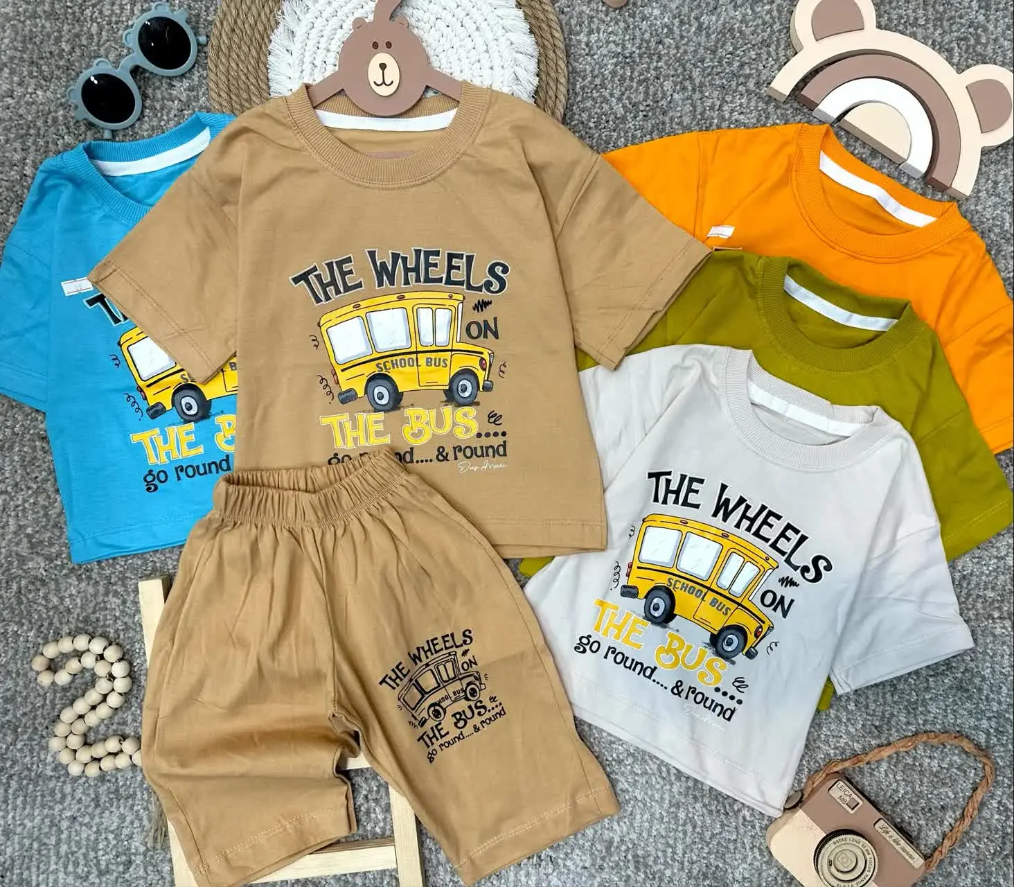 👫تیشرت شلوارک لش پسرانه چاپ اتوبوس ✅
