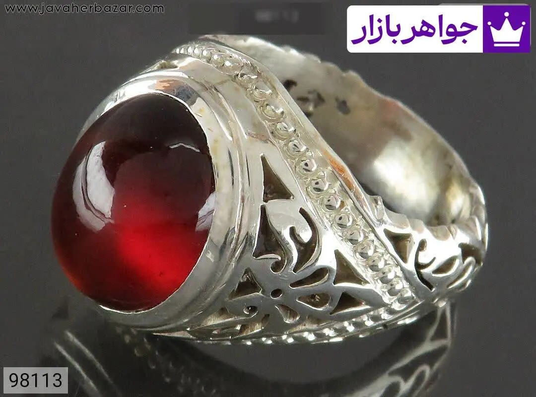 انگشتر نقره گارنت دامله فاخ...