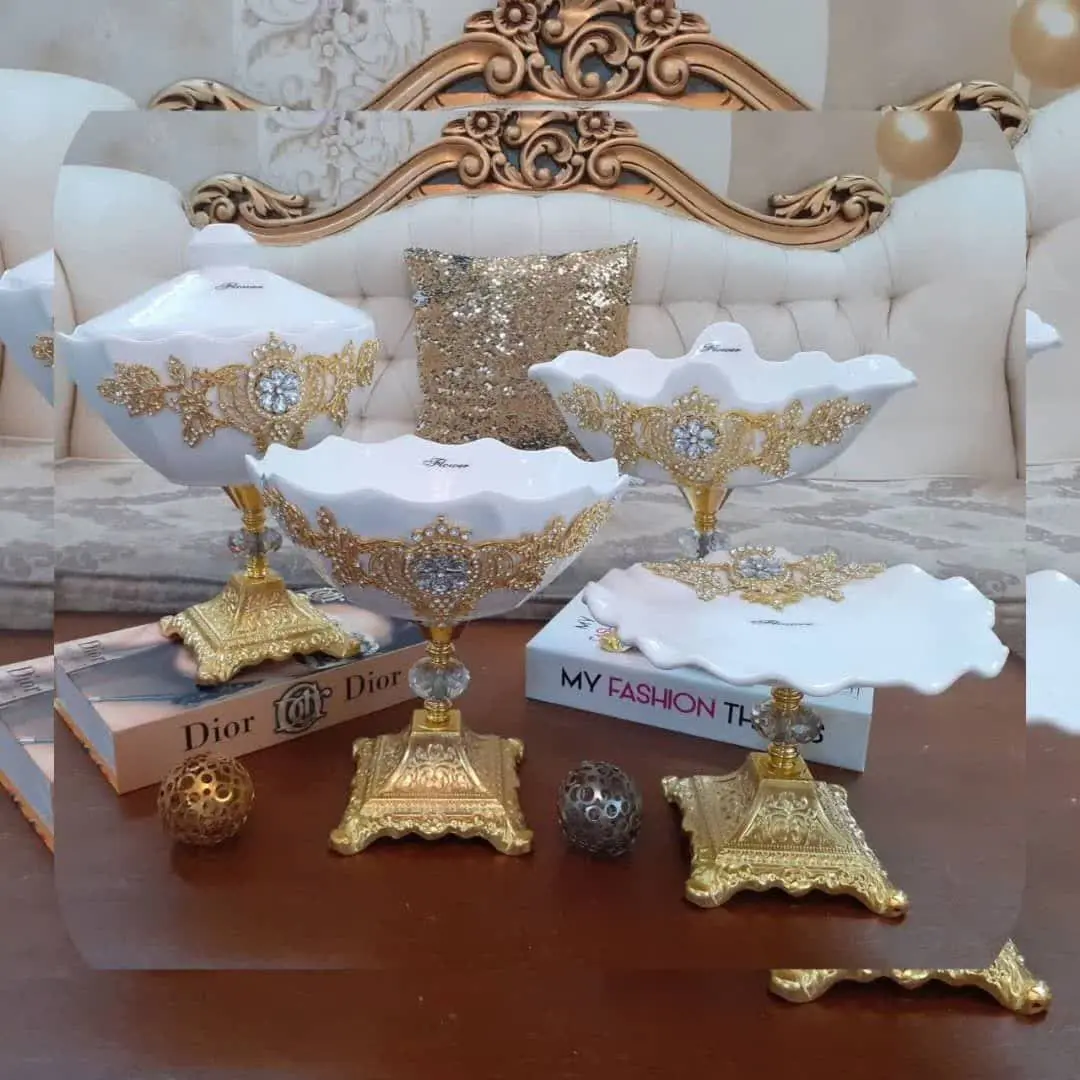 🌹سرویس چهارتیکه پذیرایی طرح‌ طلا😍👏👏❤️❤️❤️
