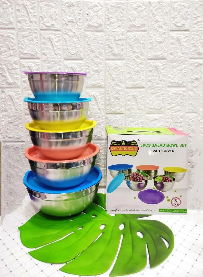 لگن ۵ تکه بدنه استیل درب رنگی ژله‌ای رومانتیک اصلی
