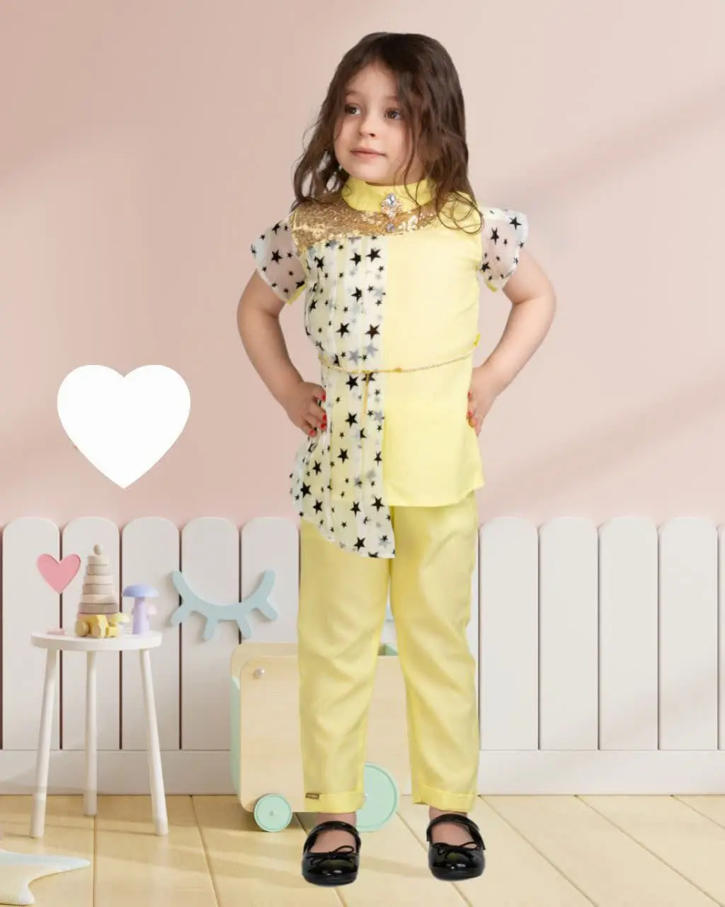 👕شومیز شلوار دخترانه جلو تور
