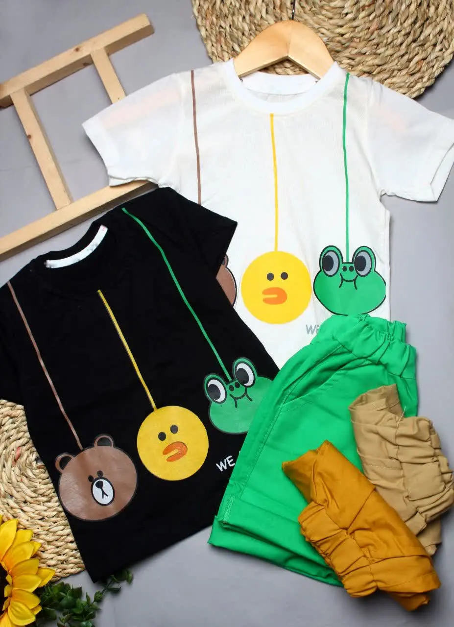 🧚🦸 تی شرت شلوارک کتان طرح حیوانات
