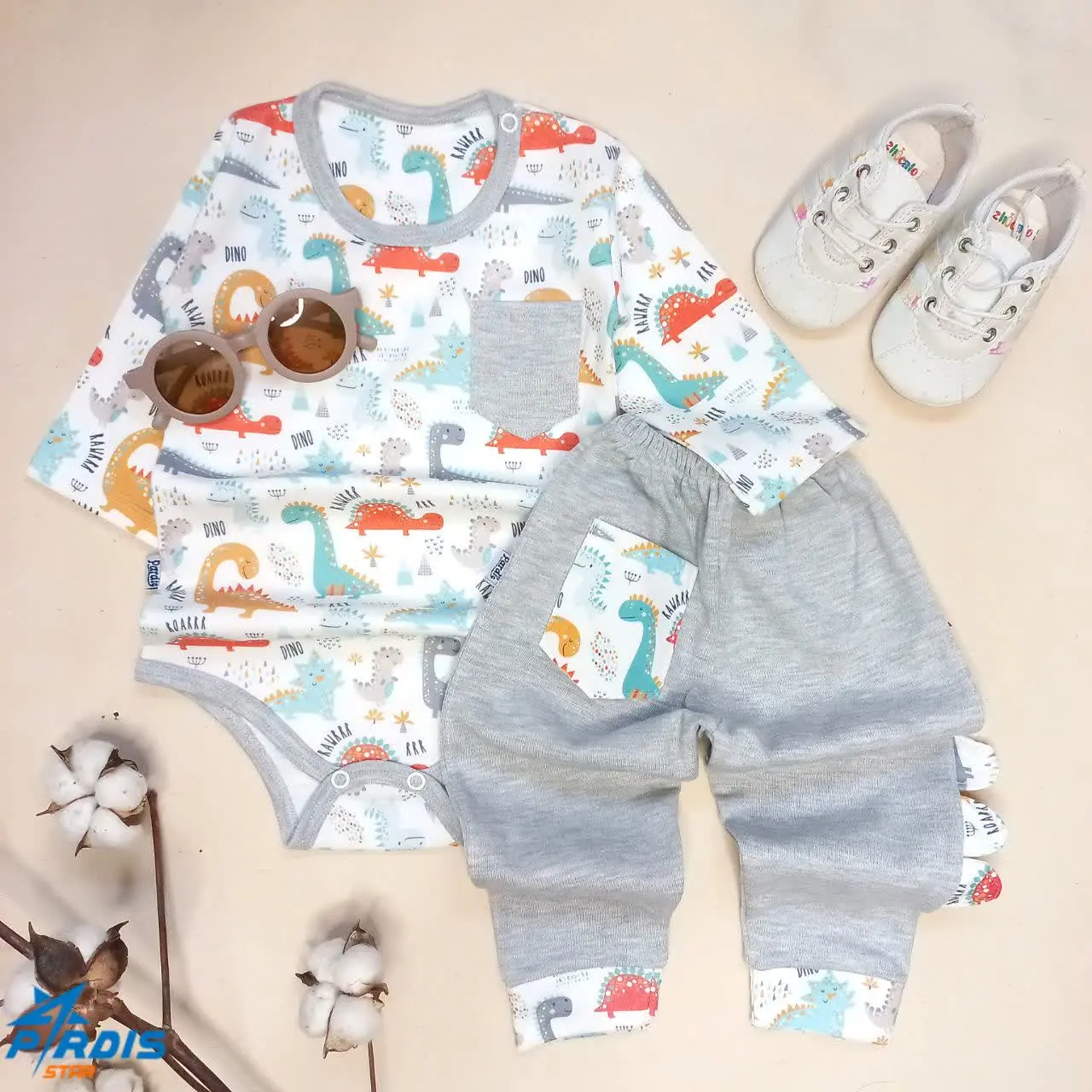 🦕بادی شلوار پسرانه نوزاد تا...