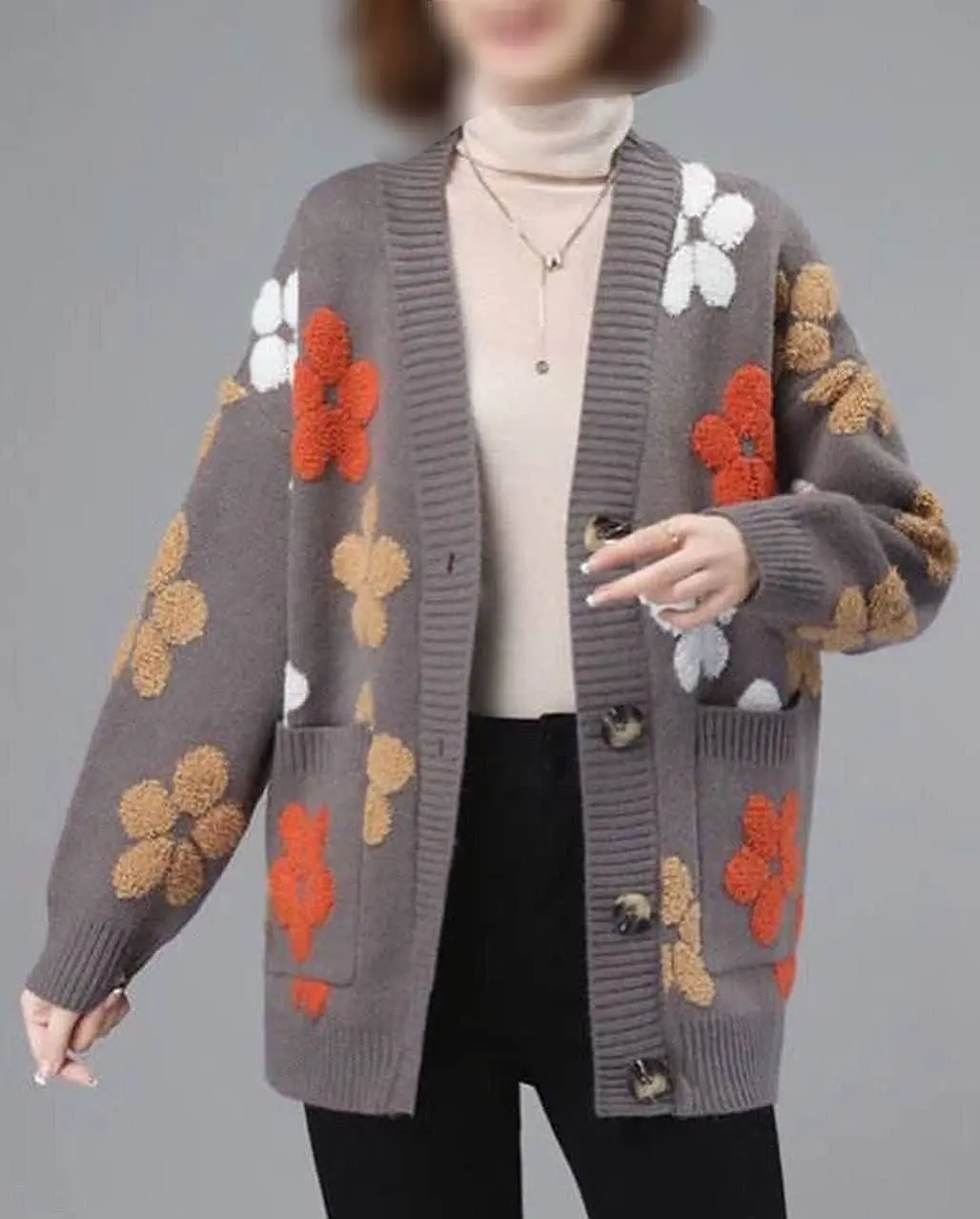 ژاکت بافت طرح برجسته، وارداتی