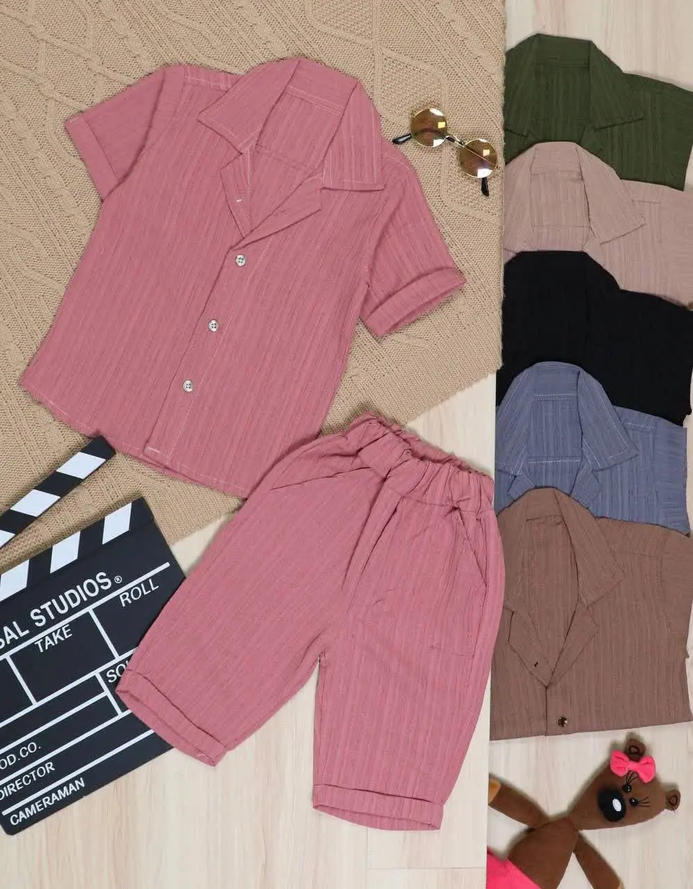 👫پیراهن و شلوارک کراش یقه انگلیسی👫
