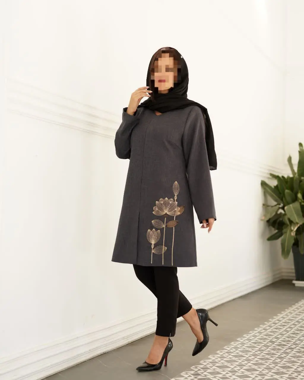 👗 مانتو یقه گرد مدل گلبرگ
