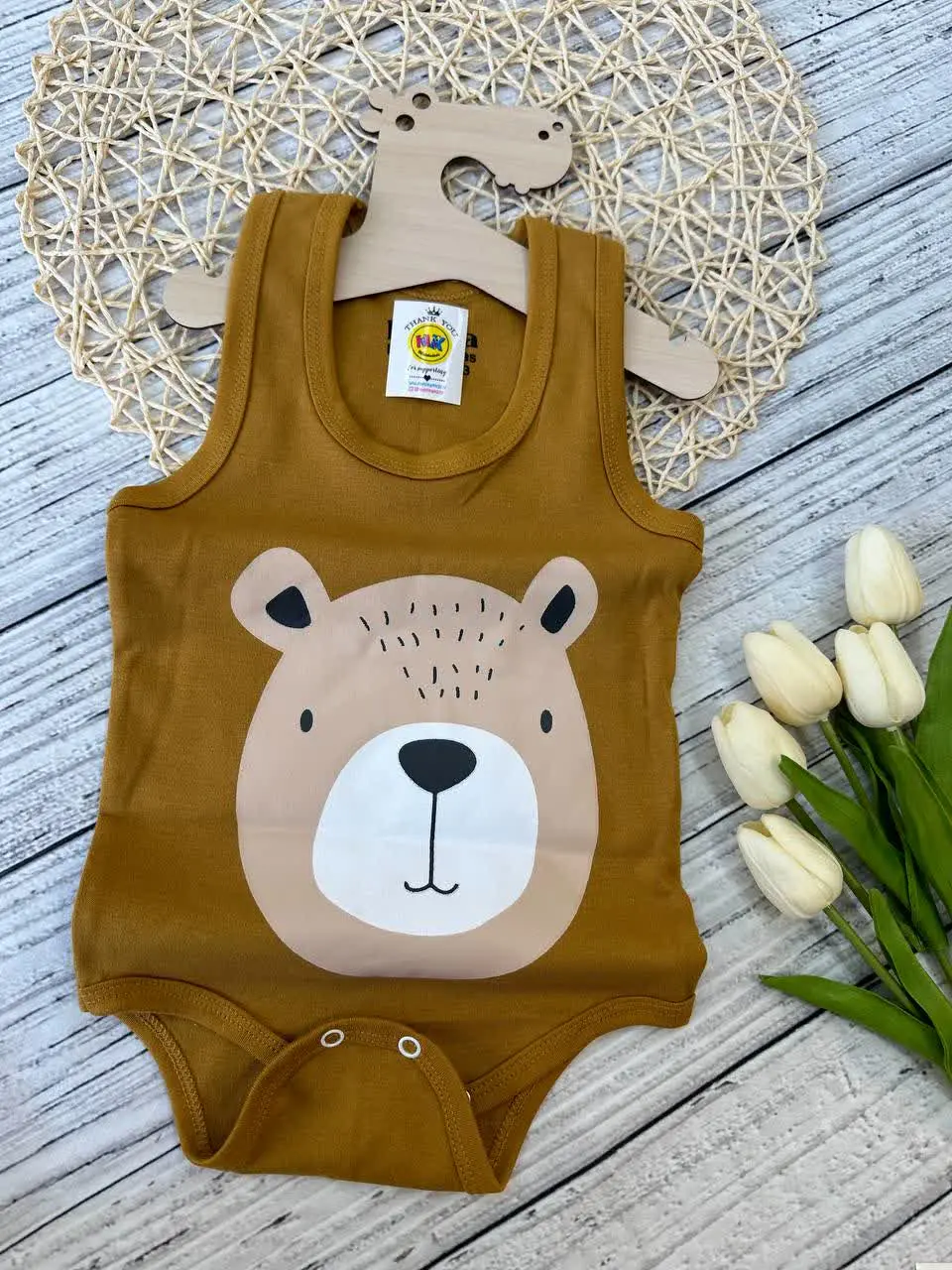 بادی زیردکمه کله خرس فانتزی خردلی نوزادی و کودک کد ۱۱۸۰۲۷ 
