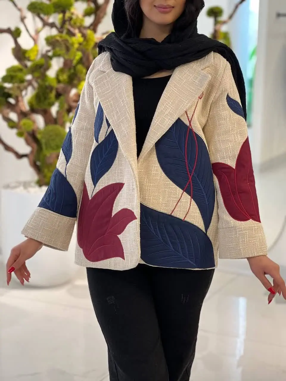 🌸لینن کنفی مدل برگی
