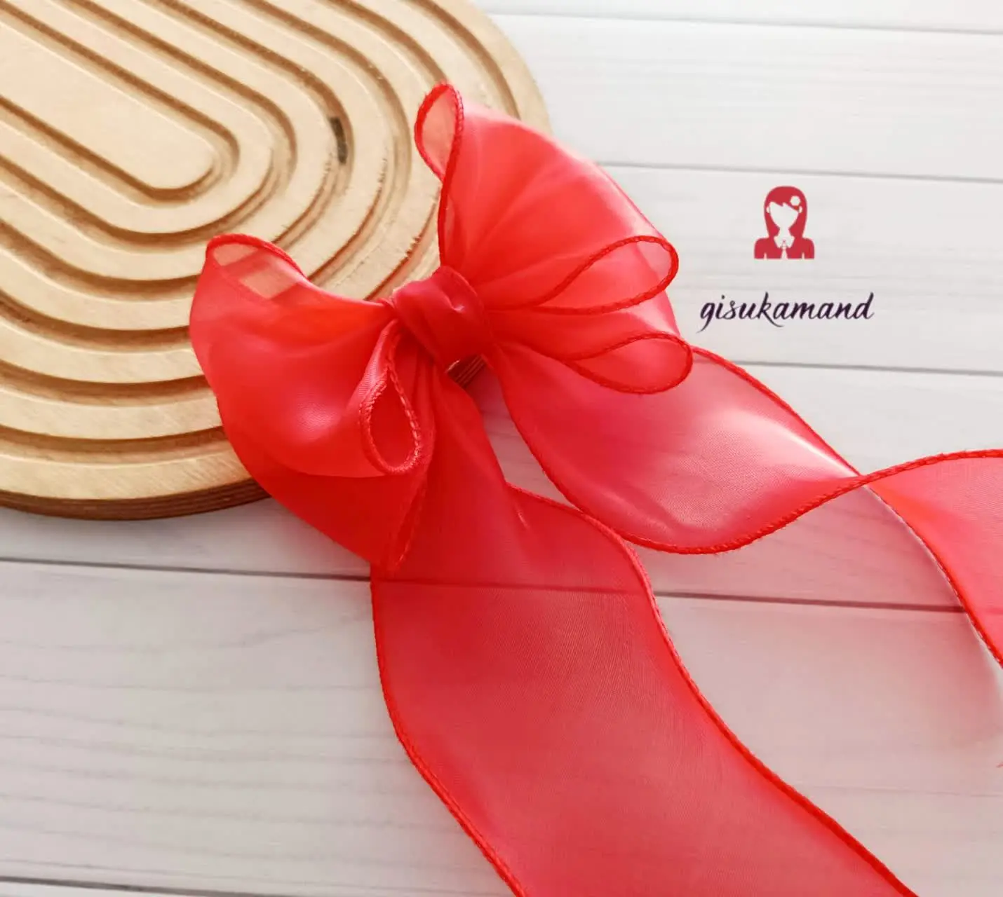 گلسر پاپیون  حجیم حریر قرمز...