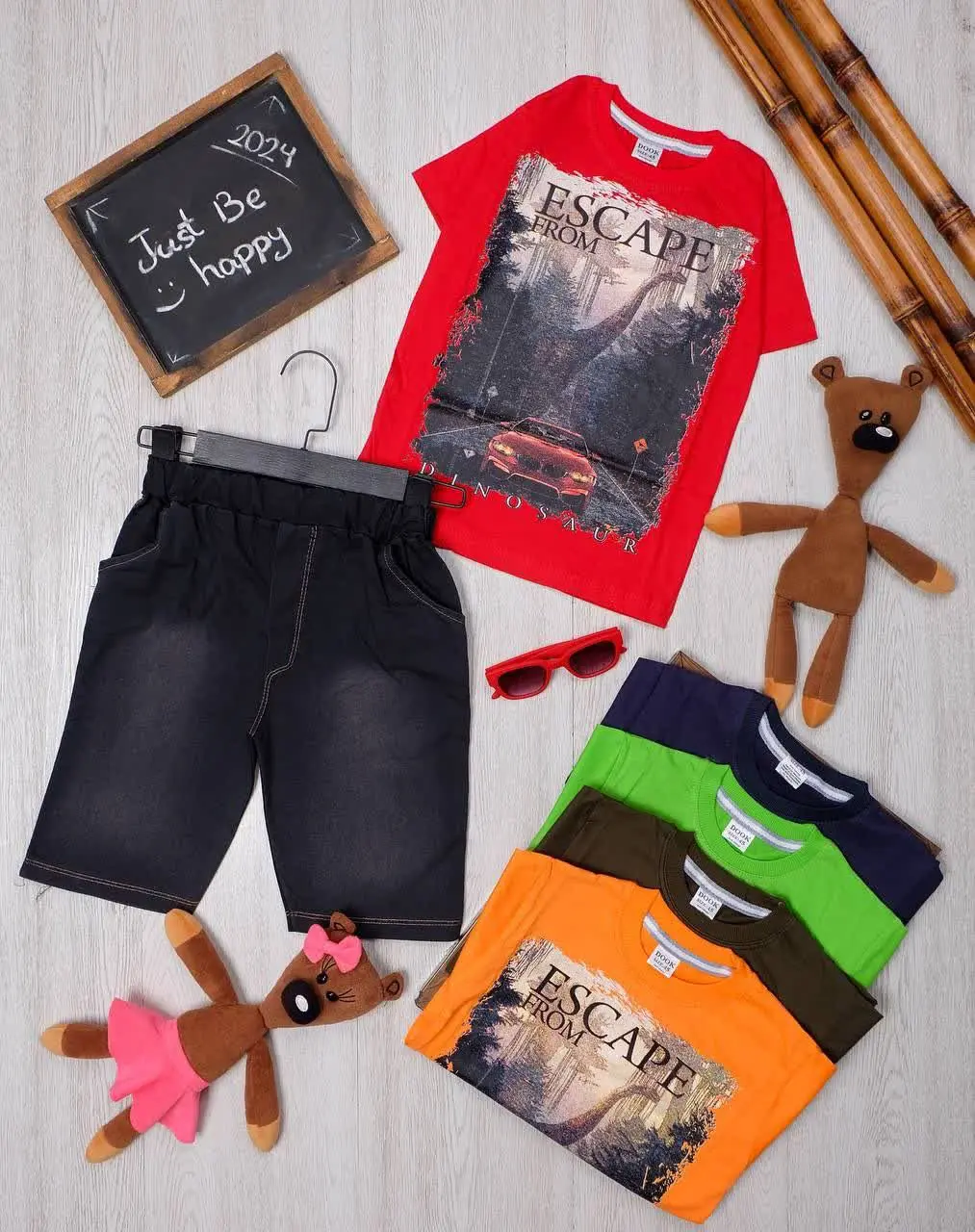 👫تیشرت و شلوارک لی طرح دایناسور👫
