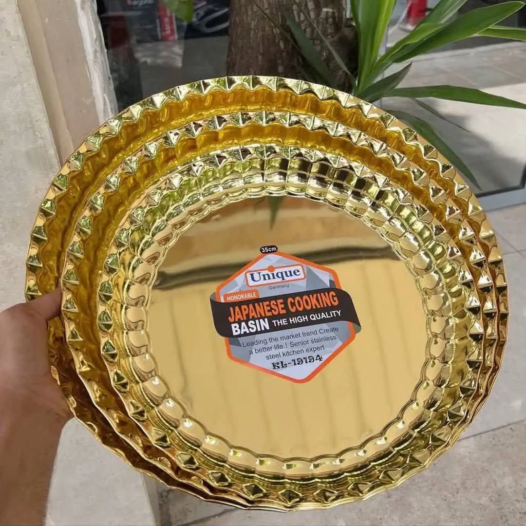 ⚜️سرویس ۳ پارچه سینی کنگره‌ای استیل کیفیت عالی
