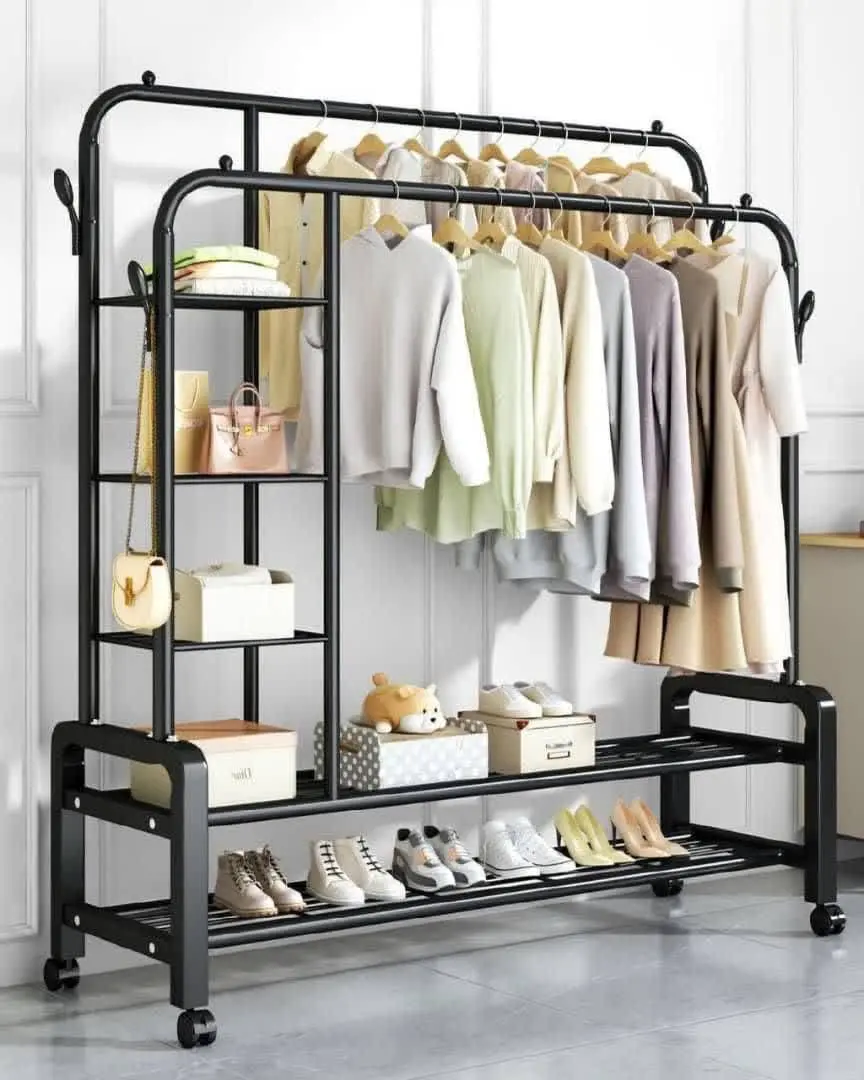 رگال دوبل چرخدار قابل حمل روکش دار بدنه فلزی با روکش ضد زنگ 
