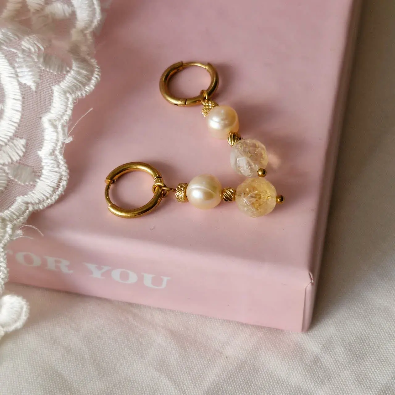 گوشواره ی سنگ سیترین و مروا...