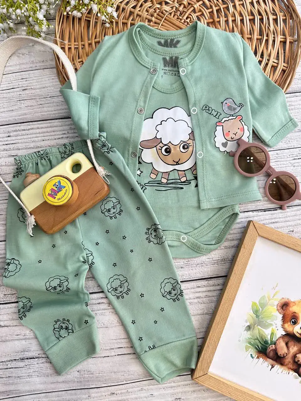 سه تکه ببعی سبز سدری نوزادی و کودک کد ۱۱۷۲۶۷ 
