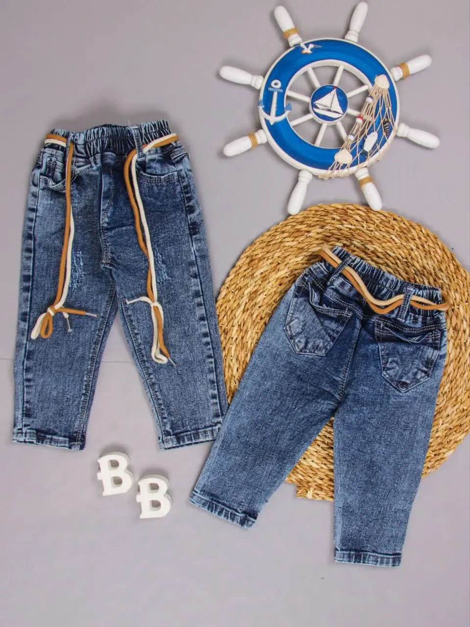 💢شلوار نقلی ابی ساده زاپدار💢