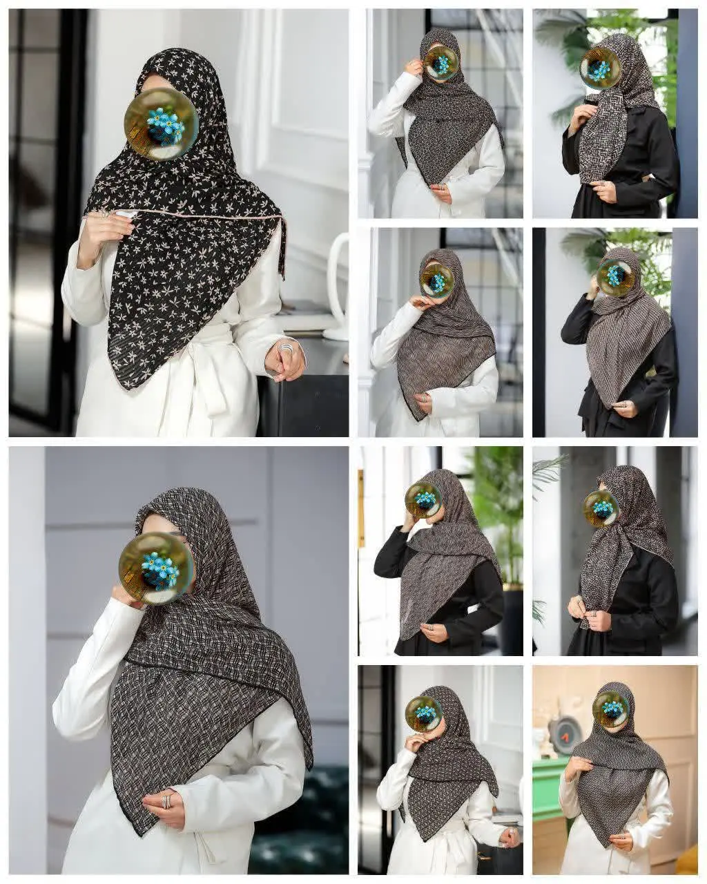 🐝روسری نخ چاپ خیس میله ای