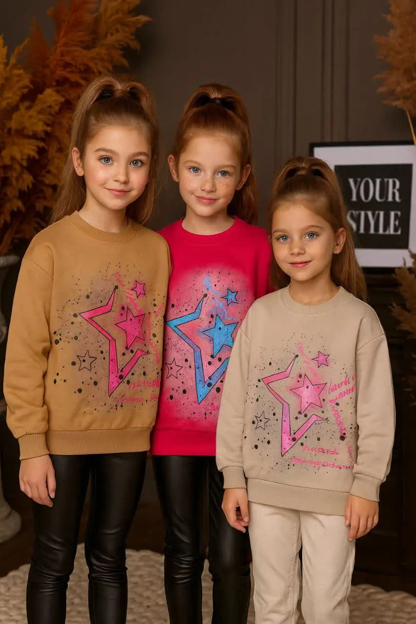 🎄بلوز تک دخترانه چاپ ستاره ⭐️