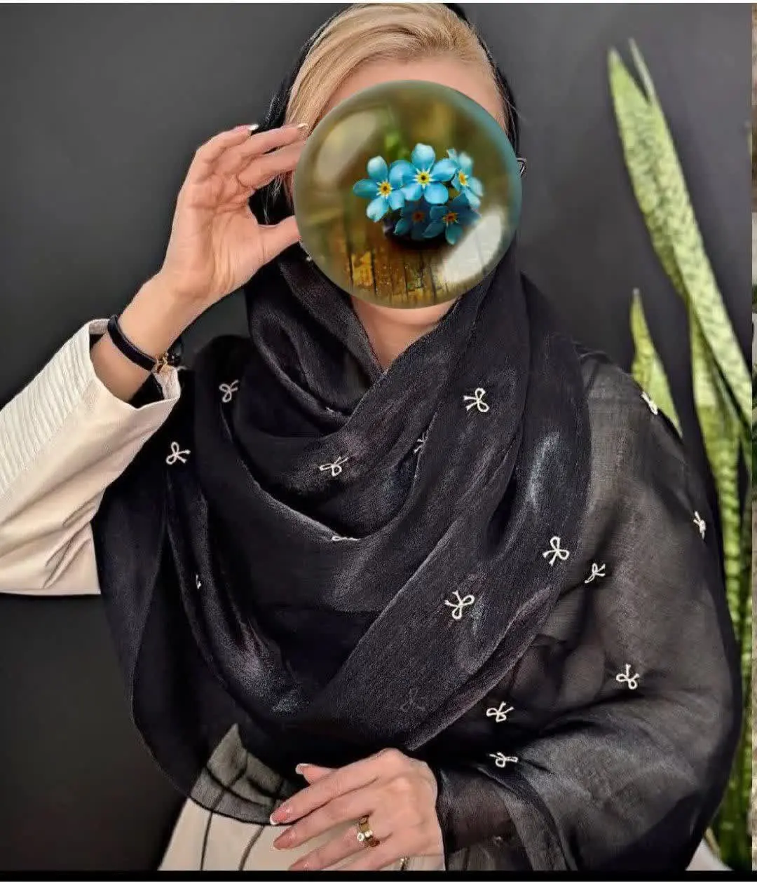 🐝شال ژان ژان مشکی مجلسی