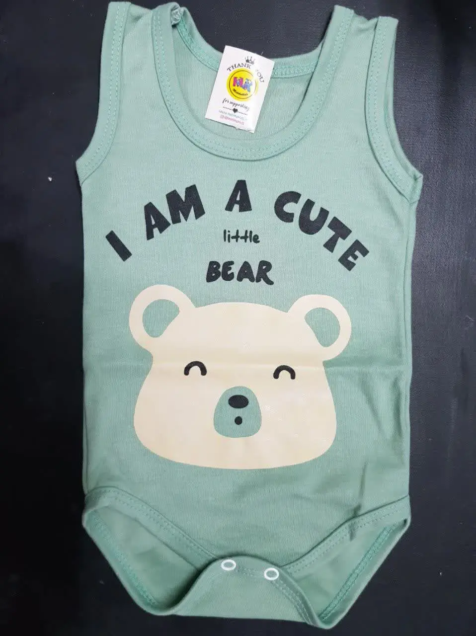 بادی زیردکمه طرح خرس کیوت سبز سدری نوزادی و کودک کد ۱۱۸۰۱۴ 
