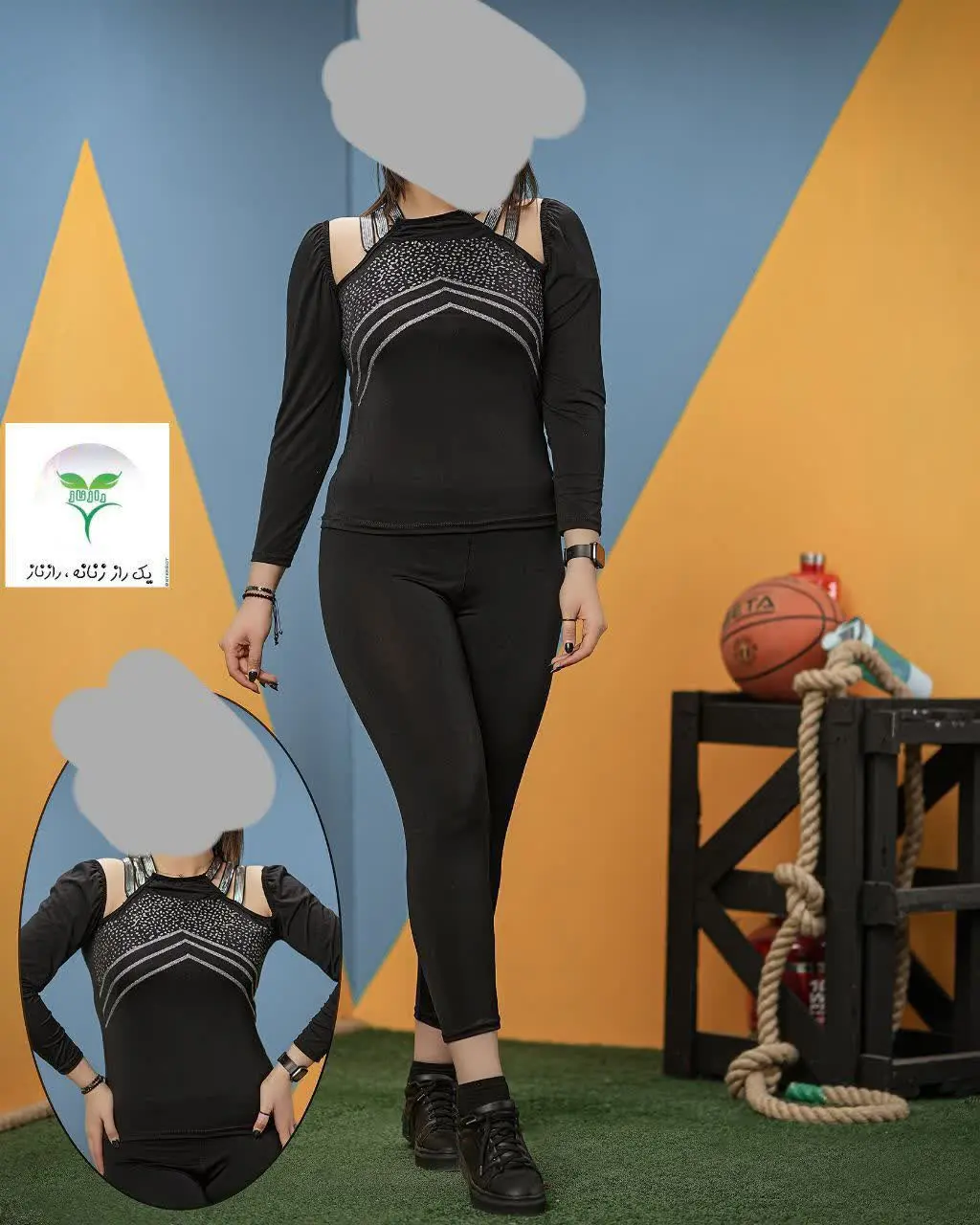 نام کالا: بلوز و شلوار تک رنگ مشکی بانوار نقره‌ای 
