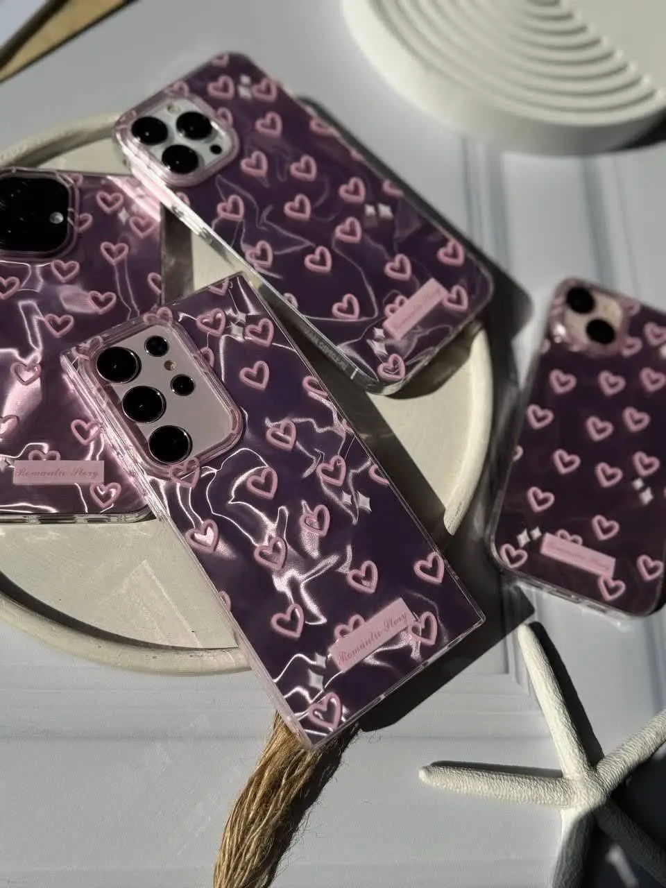 📱مدل قاب: قاب قلبی براش صورتی هولوگرام لیزری مخصوص انواع #سامسونگ #شیائومی و #آیفون 
