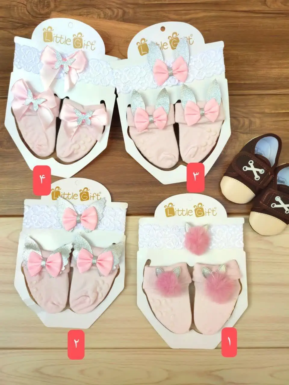 ست هدبند و جوراب دخترانه صورتی
