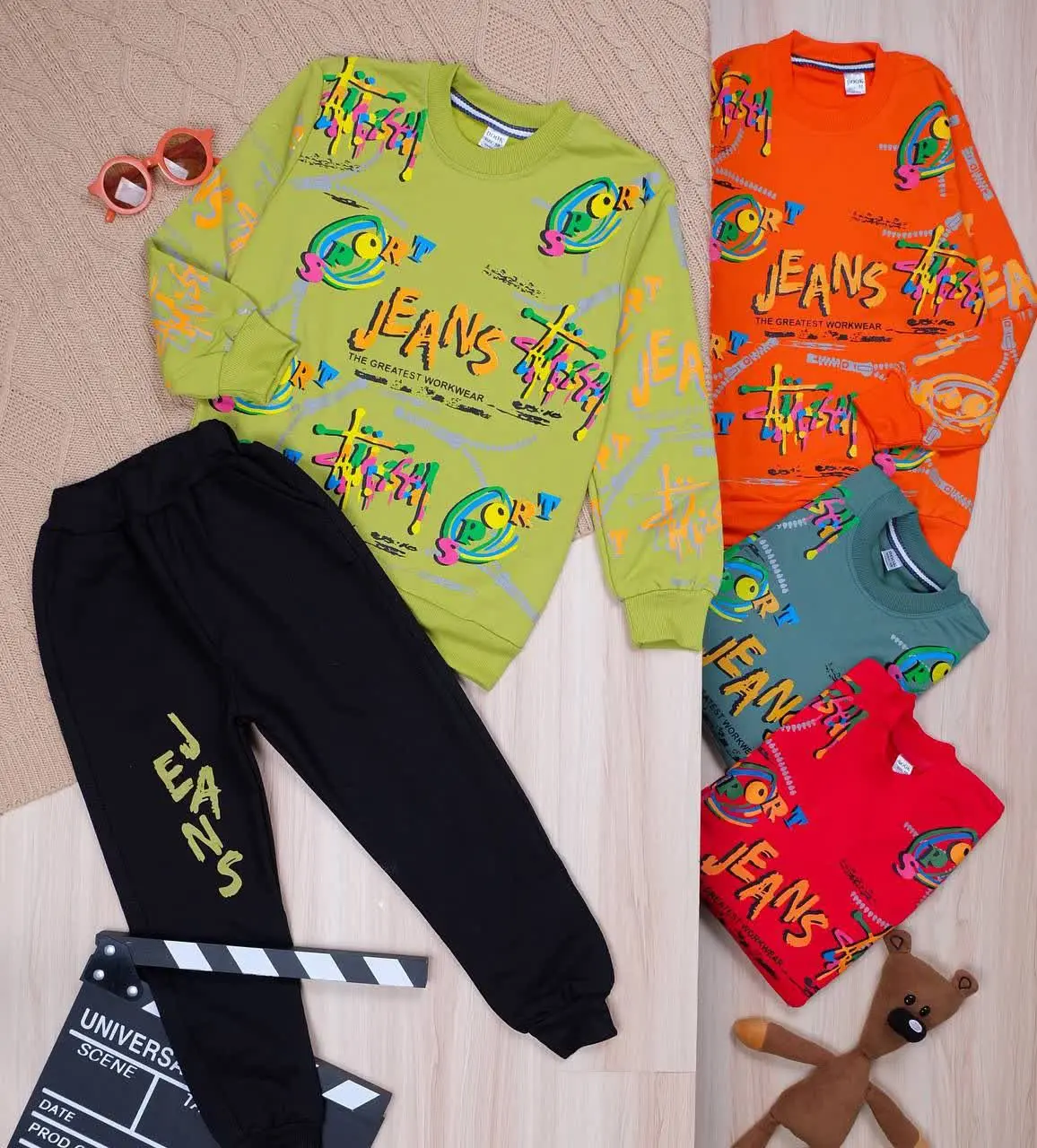 👫بلوز و شلوار تمام چاپ زیپ و حروف انگلیسی 👫
